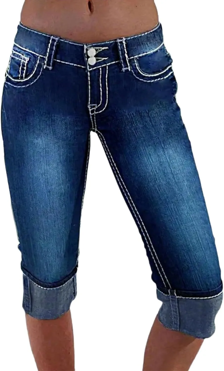 Cropped Jeans for Women Low Rise Distressed Cuffed Capri Jeans Skinny Crop Jean Joggers Y2k Jean Capris Streetwear