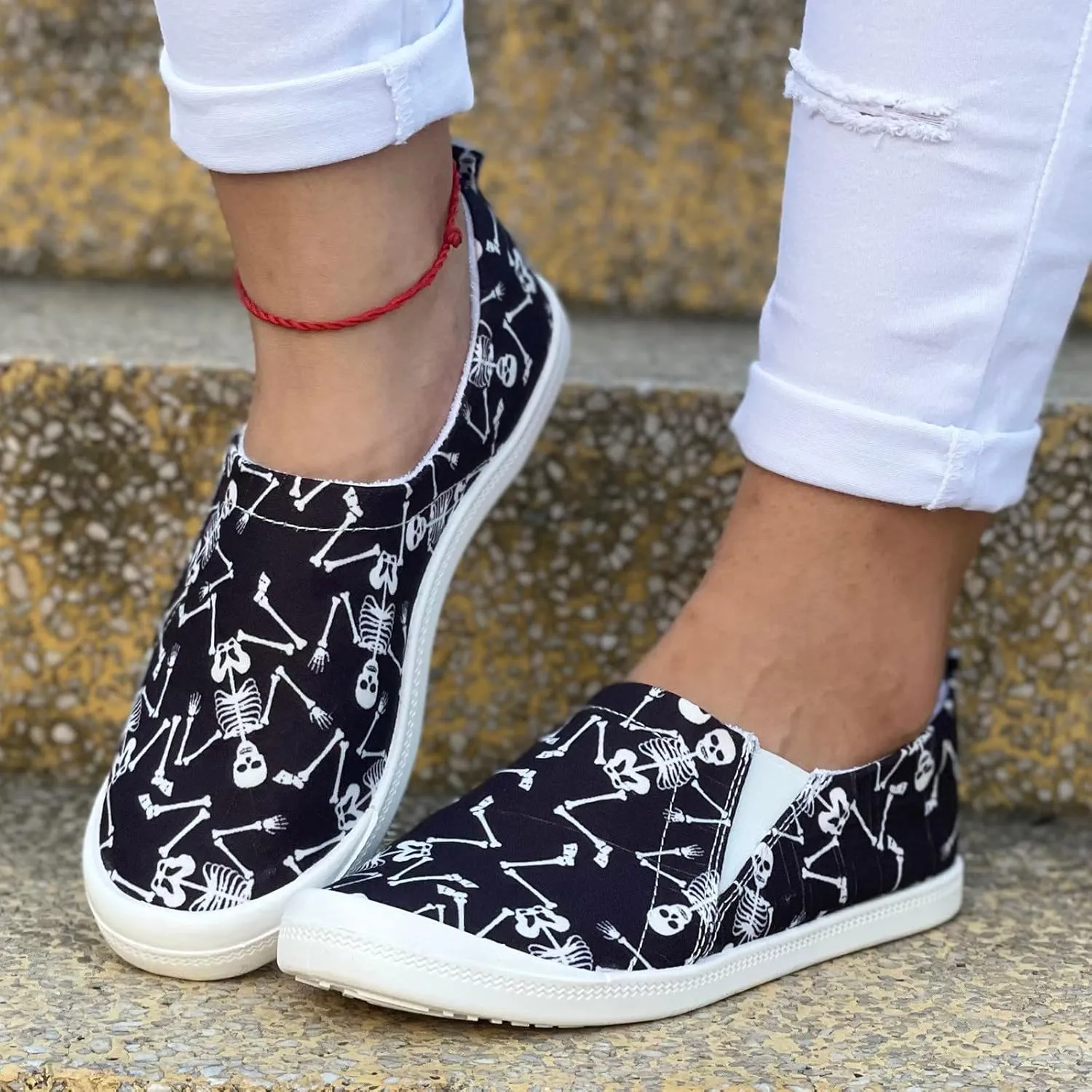 Crzidha Halloween Shoes for Women,Womens Funny Canvas Pumpkin Sneakers Low Top Lace Up Halloween Print Sneakers Lightweight Stylish Pumpkin Flats Casual Party Slip On Loafers Cute Fall Print Shoes