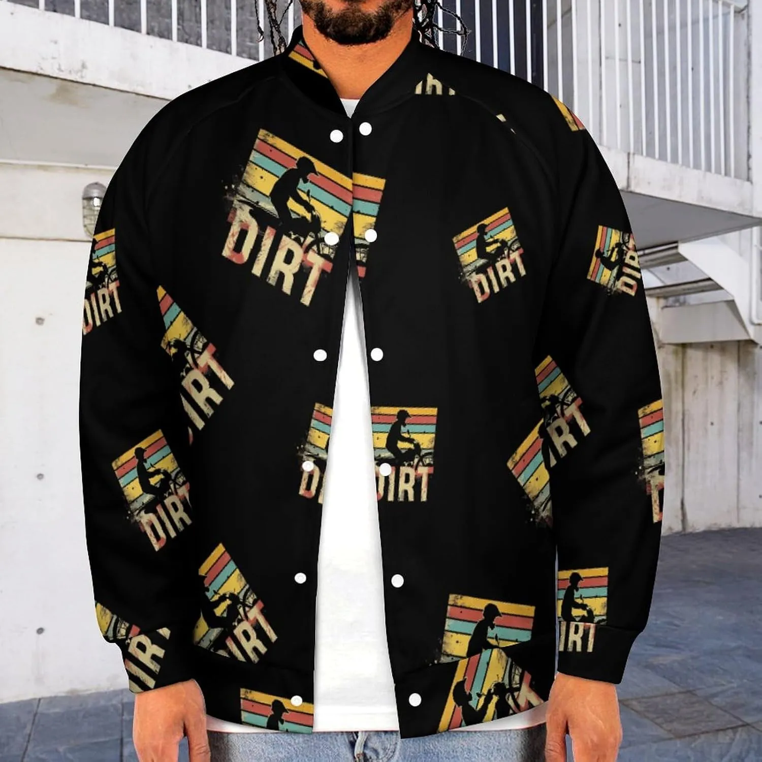 Dirt Bike Morocycle Men's Baseball Jackets Causal Sweatshirt Button Down Tops Long Sleeve Coat