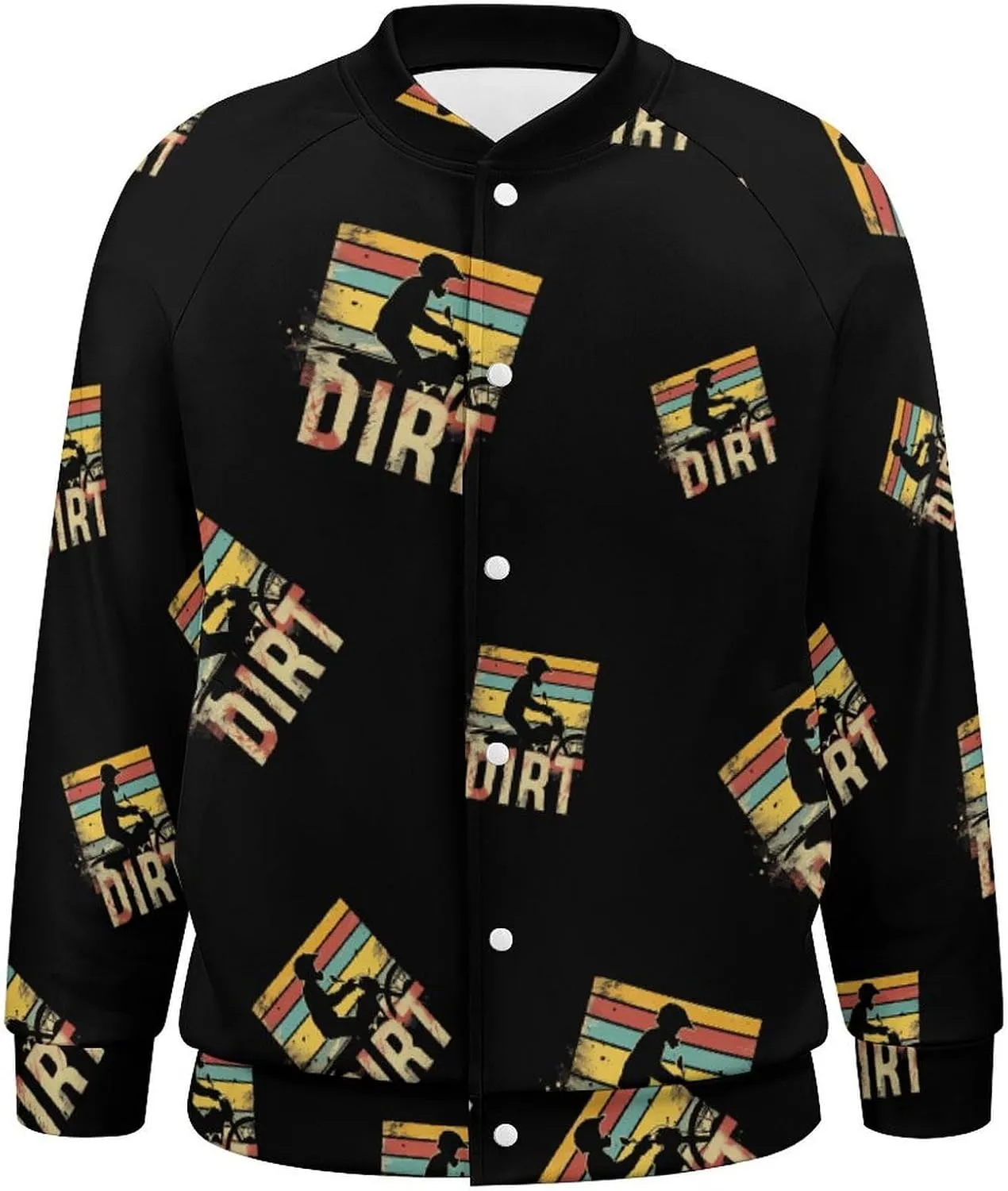 Dirt Bike Morocycle Men's Baseball Jackets Causal Sweatshirt Button Down Tops Long Sleeve Coat
