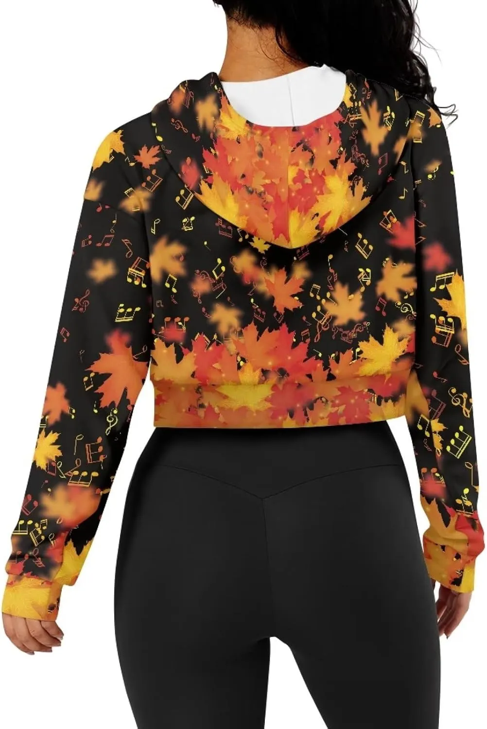 Dolyues Women's Cropped Hoodies Full-Zip Sweatshirt Crop Top Long Sleeves Hooded Jacket Coat Outwear with Pockets