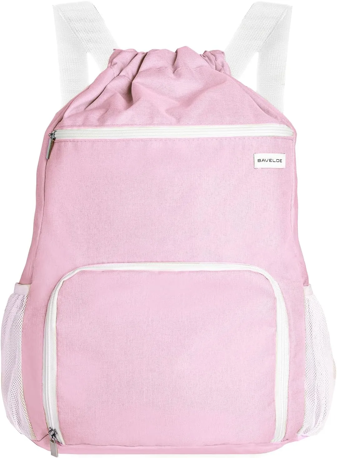 Drawstring Backpack with Wet Pocket & Shoe Compartment, Water-Resistant Sports Gym Swim String Bag for Women Men(Pink)