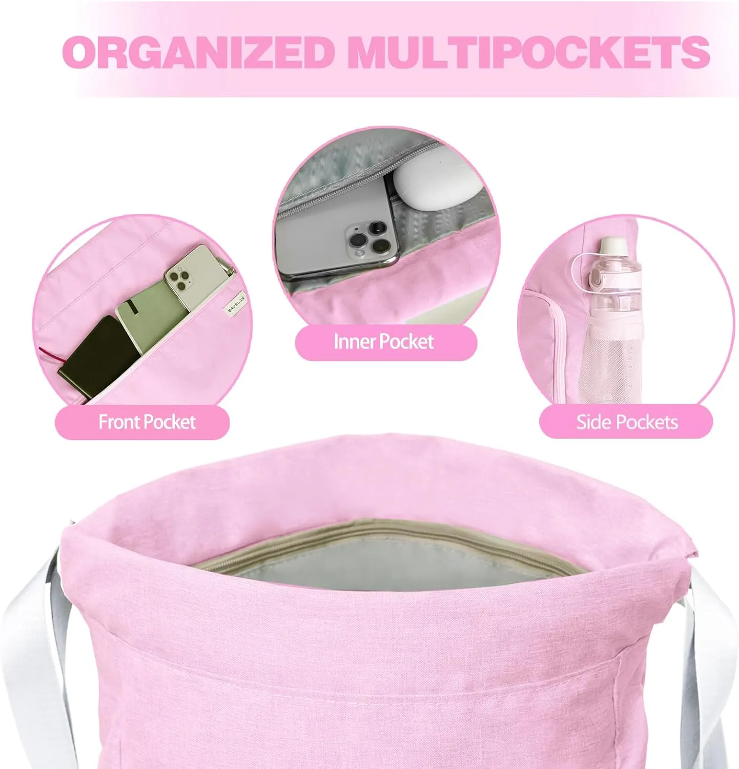 Drawstring Backpack with Wet Pocket & Shoe Compartment, Water-Resistant Sports Gym Swim String Bag for Women Men(Pink)