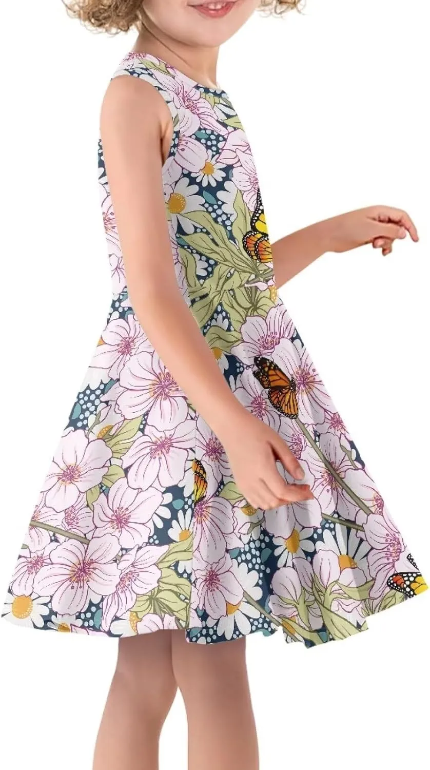 Dress for Girls Sweety Girl's Loose Summer Casual Dresses Holiday Midi Dress for 3-16 Years