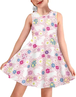 Dress for Girls Sweety Girl's Loose Summer Casual Dresses Holiday Midi Dress for 3-16 Years