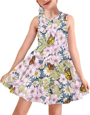 Dress for Girls Sweety Girl's Loose Summer Casual Dresses Holiday Midi Dress for 3-16 Years