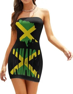 Dress Skirts for Womens Summer Top Jamaica Flag Casual V Neck Shift Dress S