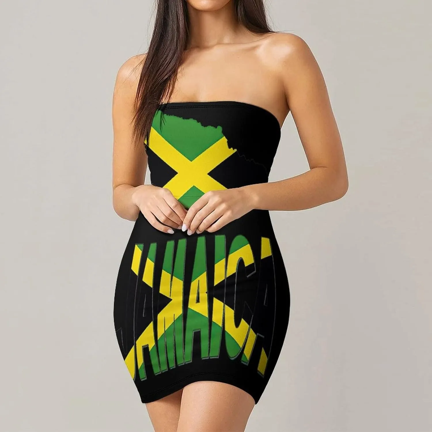 Dress Skirts for Womens Summer Top Jamaica Flag Casual V Neck Shift Dress S