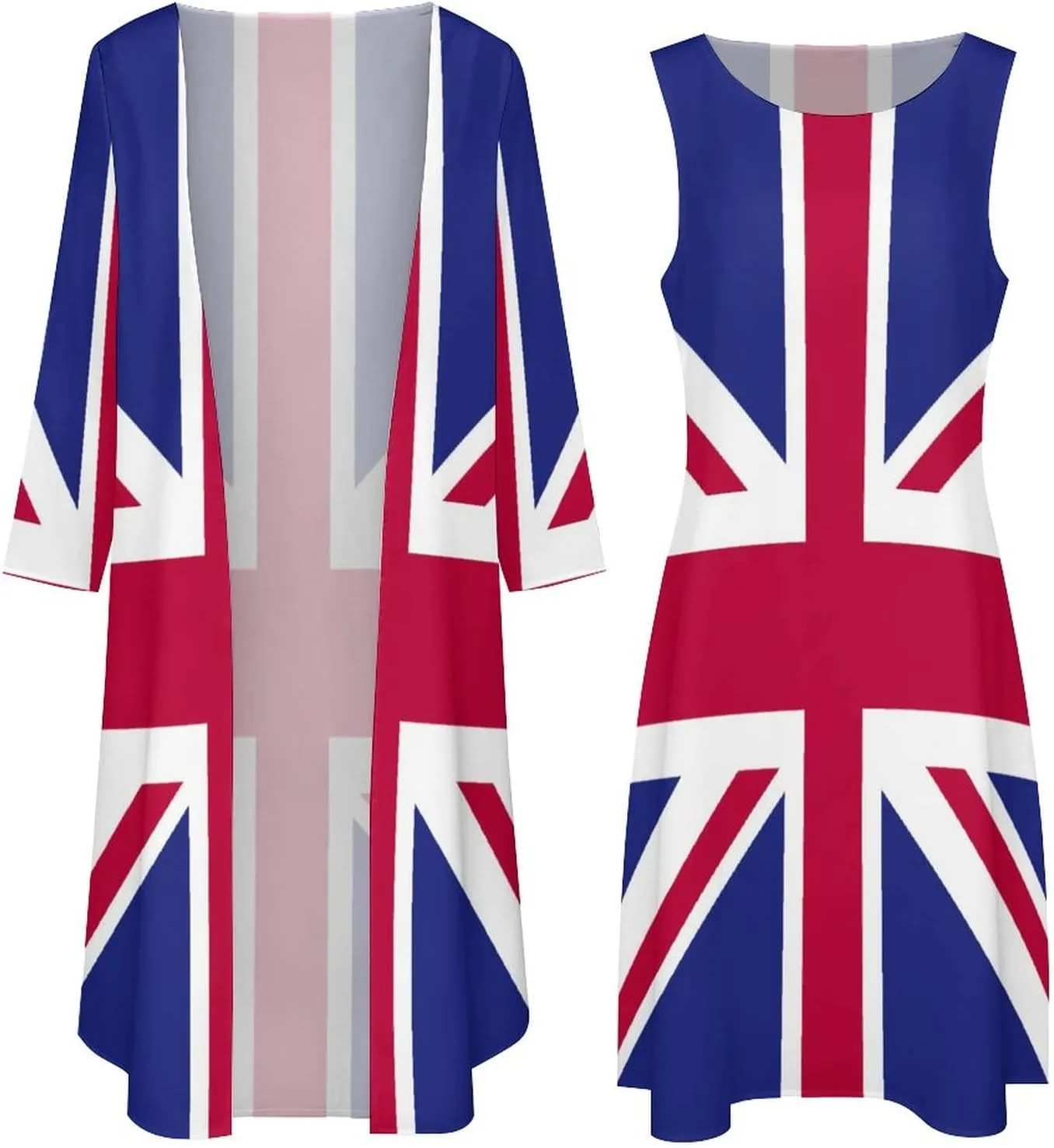 Dress Suit Skirts for Womens Summer Top British Flag Casual V Neck Shift Dress XL