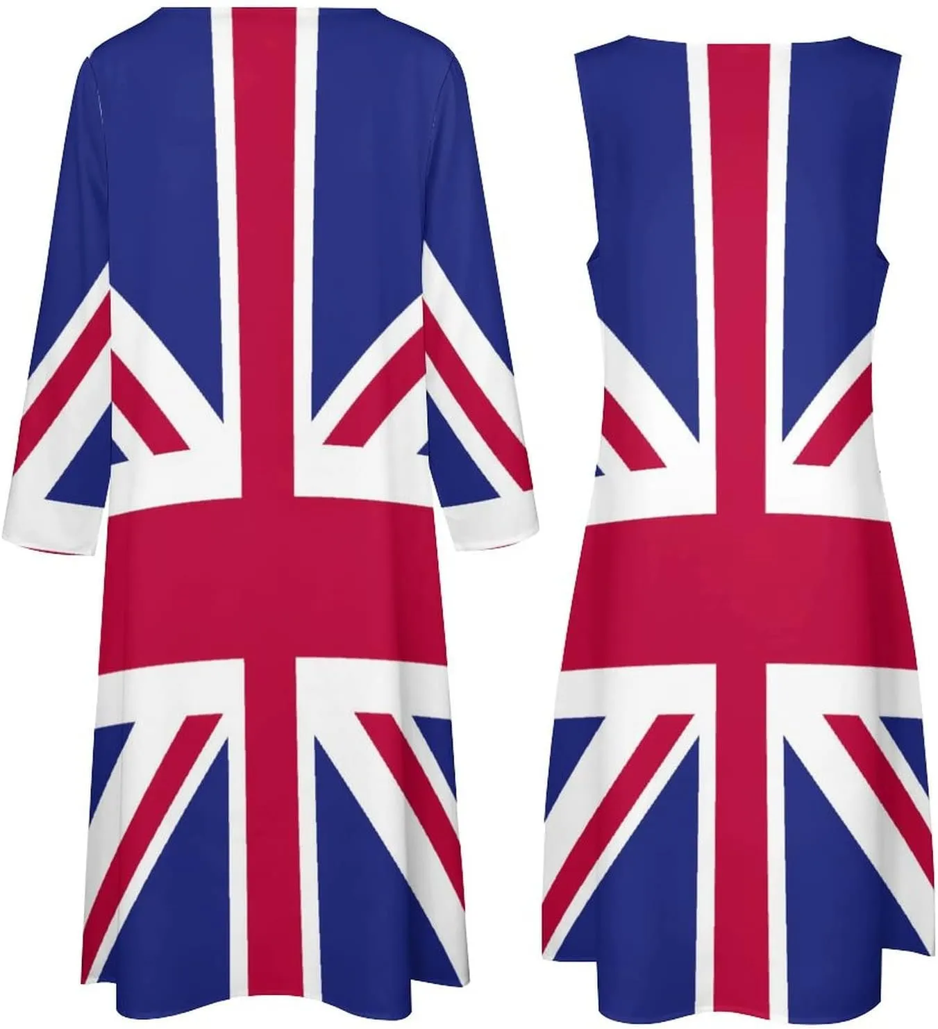 Dress Suit Skirts for Womens Summer Top British Flag Casual V Neck Shift Dress XL