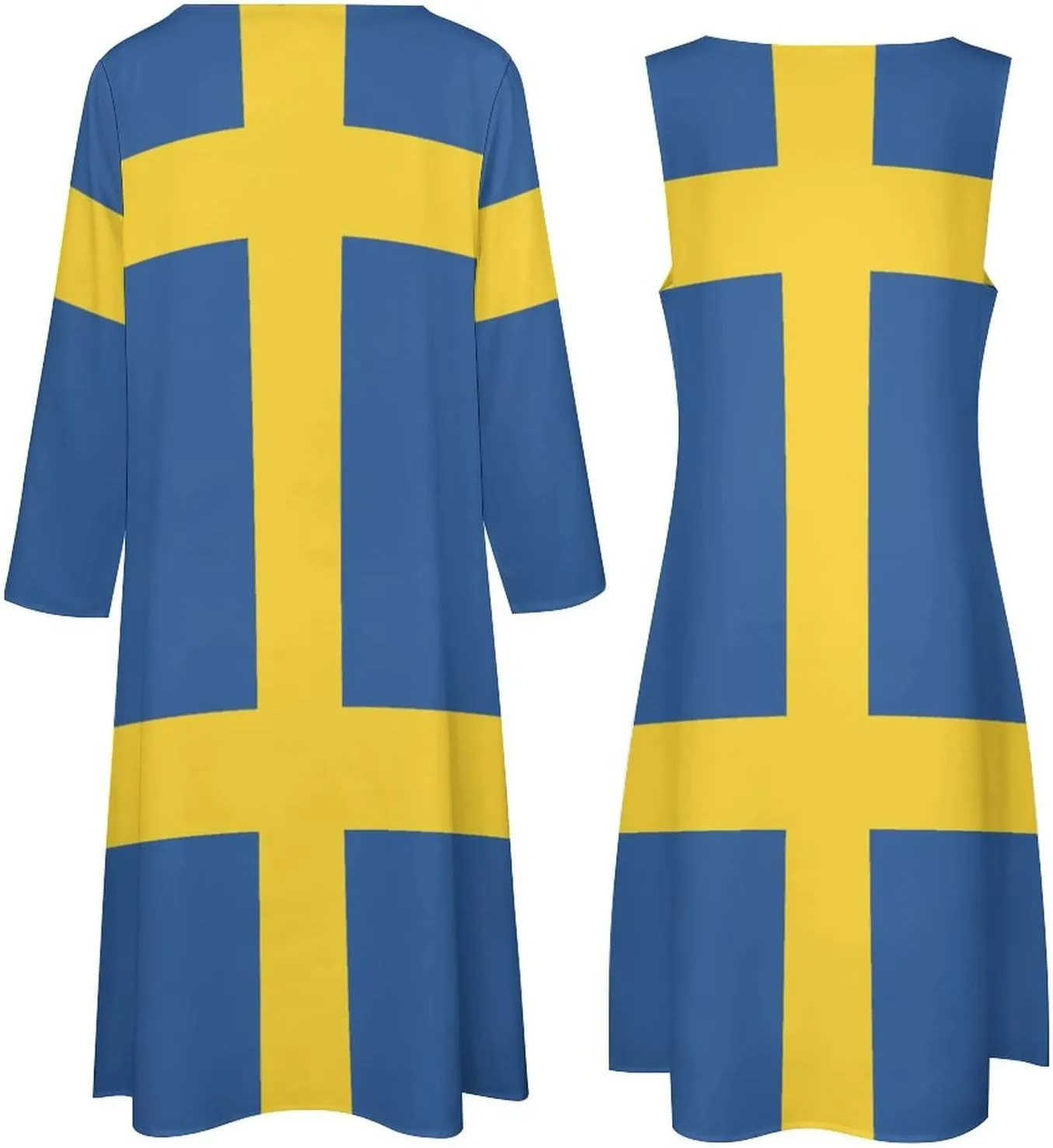 Dress Suit Skirts for Womens Summer Top Swedish Flag Casual V Neck Shift Dress XL