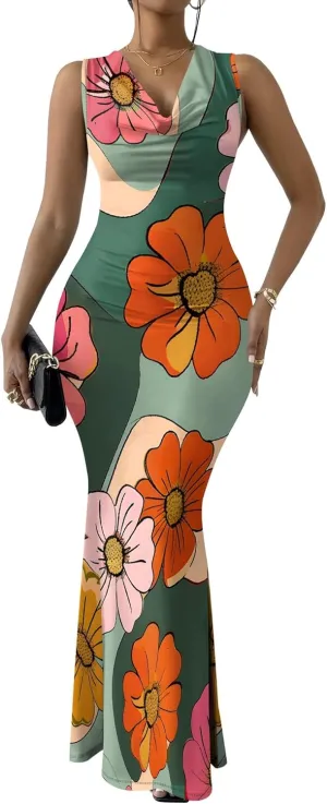 Elegant Dresses for Women Wedding Guest Sexy Mermaid Dress Sleeveless V-Neck Bodycon Party Evening Dresses XS-2XL