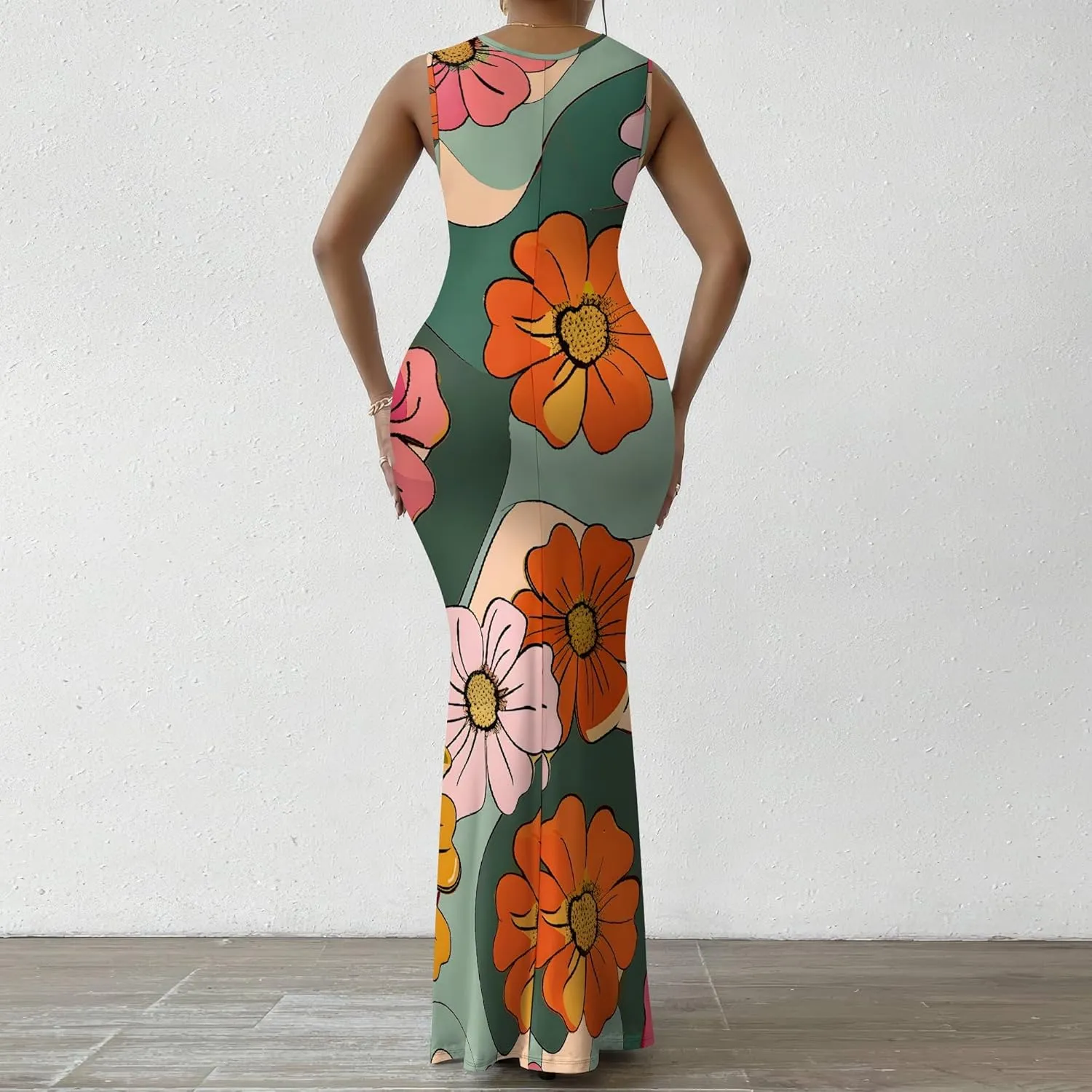 Elegant Dresses for Women Wedding Guest Sexy Mermaid Dress Sleeveless V-Neck Bodycon Party Evening Dresses XS-2XL