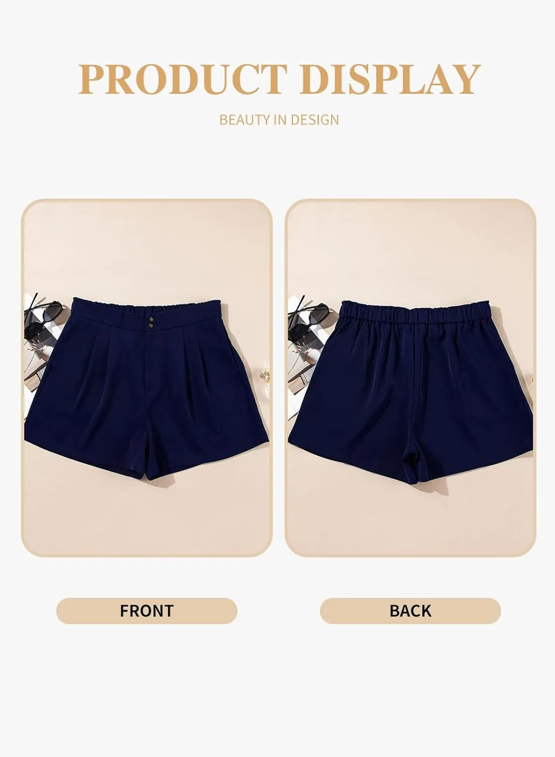 Eytino Womens Plus Size Shorts Casual Elastic Waist Wide Leg Suit Tailored Shorts Summer Dressy Shorts with Pockets(1X-5X)