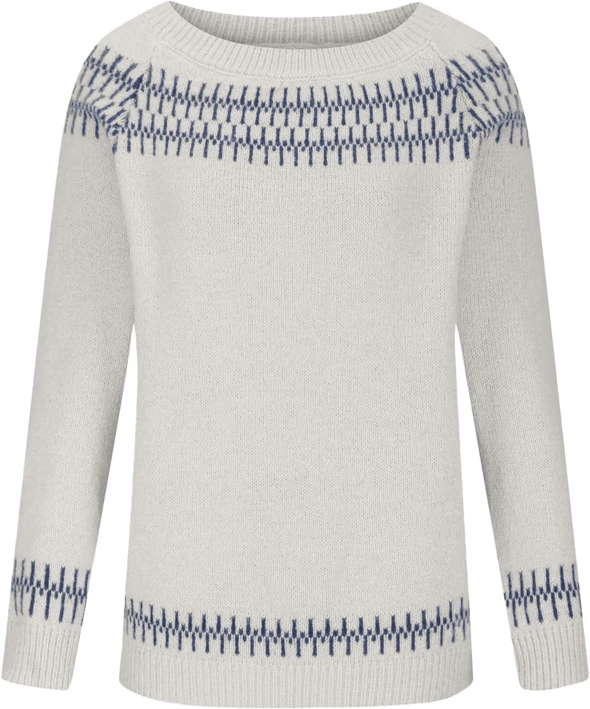 Fair Isle Sweater Women Plus Size Vintage Sweater Crewneck Long Sleeve Fair Isle Comfy Knited Pullover Sweater Tops
