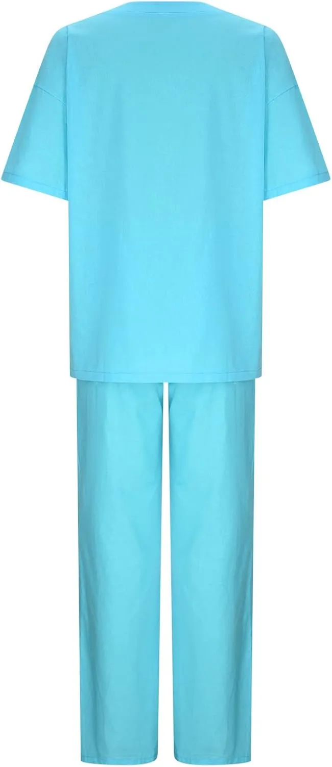 Firzero 2 Piece Outfits Sets for Women Plus Size Summer Cotton Linen Long Sleeve Crewneck Shirts and Wide Leg Pants