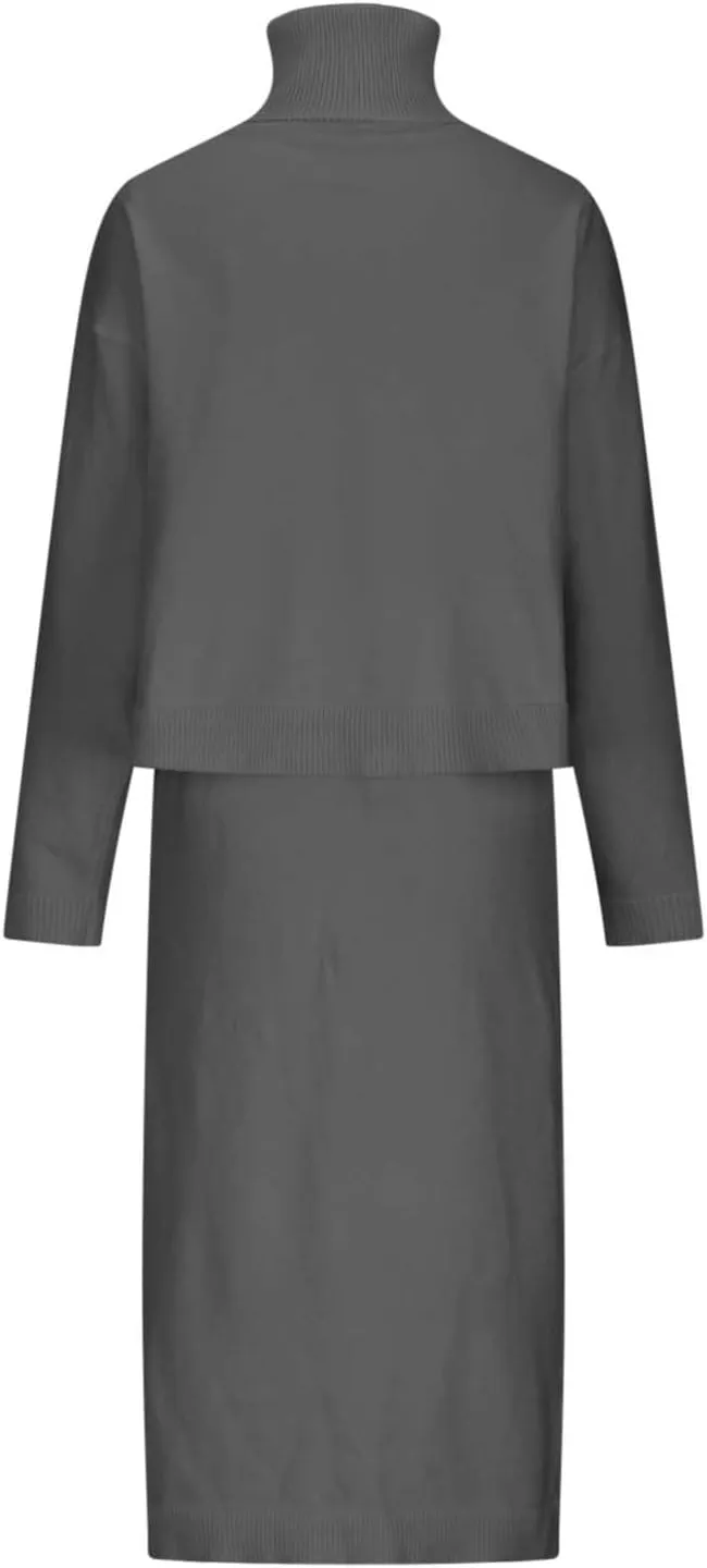 Firzero Women's 2 Piece Outfits Long Sleeve Turtleneck Cropped Sweaters Top and Bodycon Midi Dress Ribbed Knit Sweater Dress
