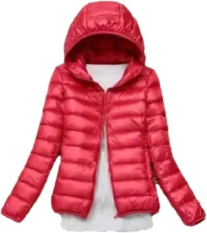 Fjnbbiot White Duck Down Jacket Winter Women Hooded Lightweight Packable Puffer Coat Down Short Jacket