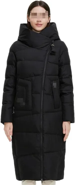 Fjnbbiot Winter Down Jacket Women Long Thick Coat Hooded Puffer Warm Cotton Clothes Elegant Retro Parka