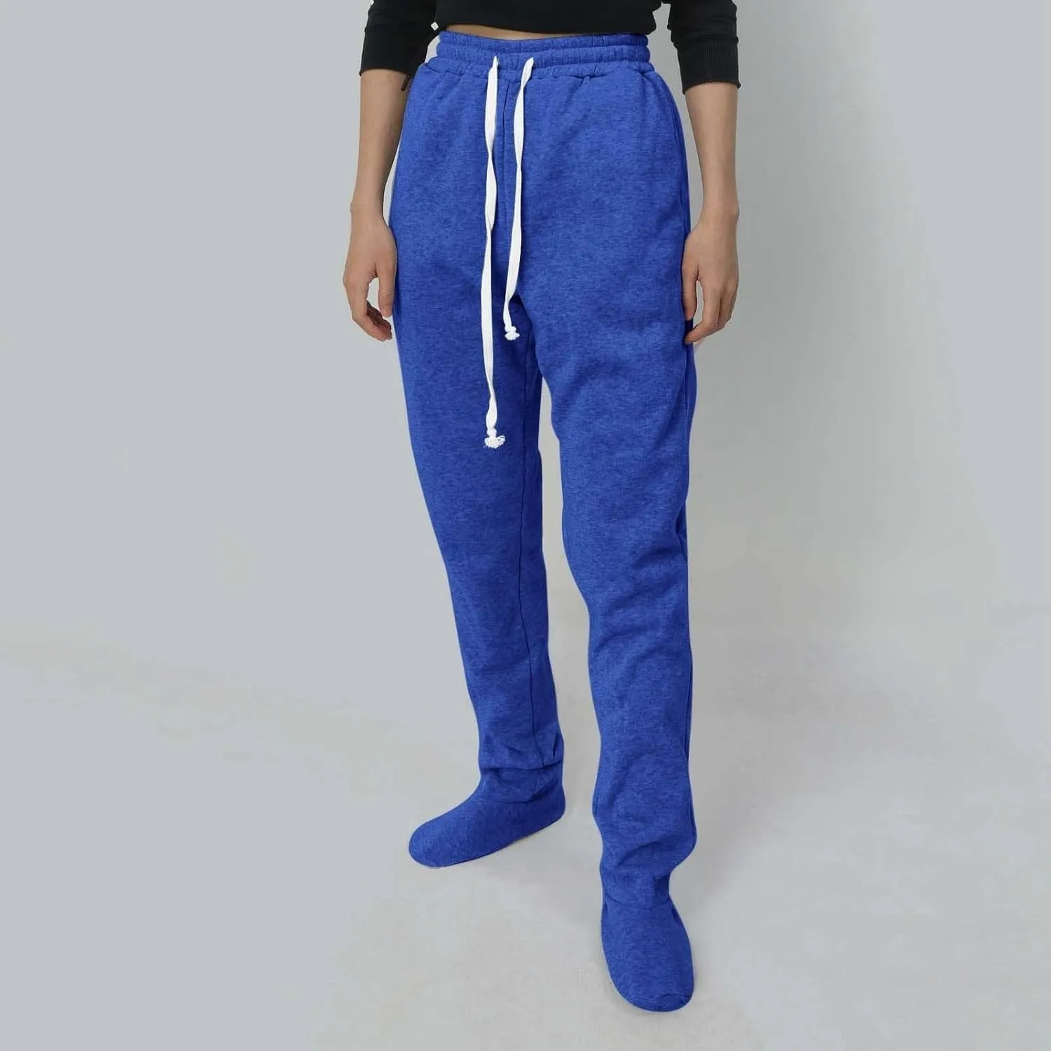 Fleece Footed Pajamas For Women Elastic High Waisted Footed Pajamas Comfy Casual Winter Warm Sleeepwear With Pockets