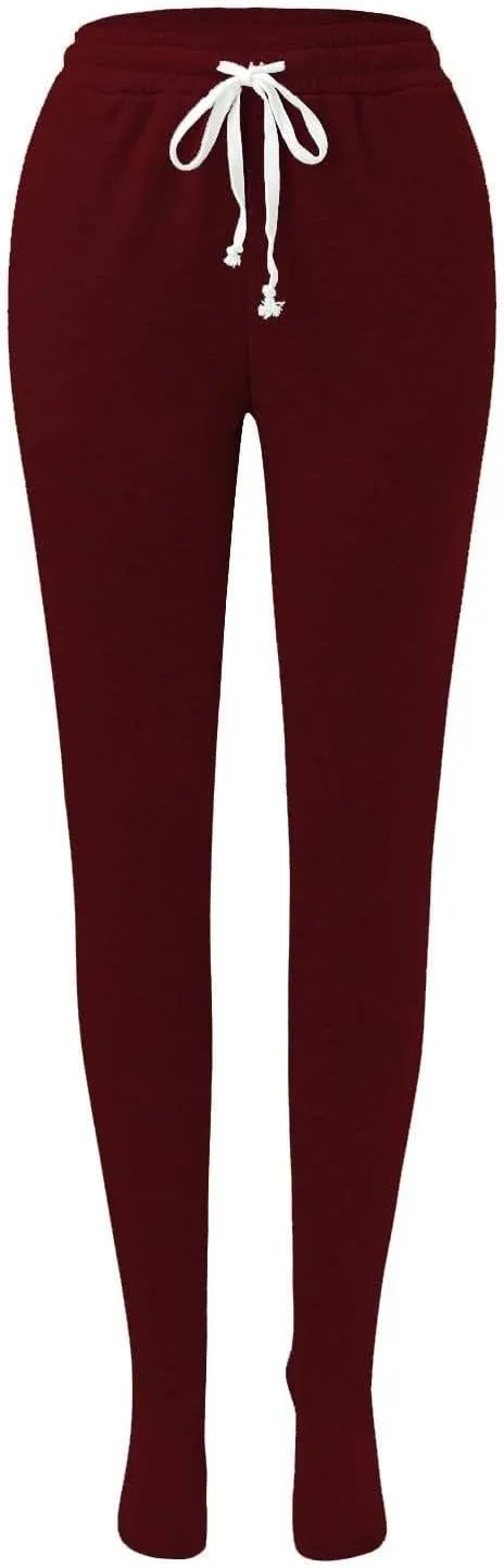 Footed Pajamas For Women Fleece Lined Drawstring Sweatpants With Feet Winter Warm Elastic Waist Sleepwear With Pockets
