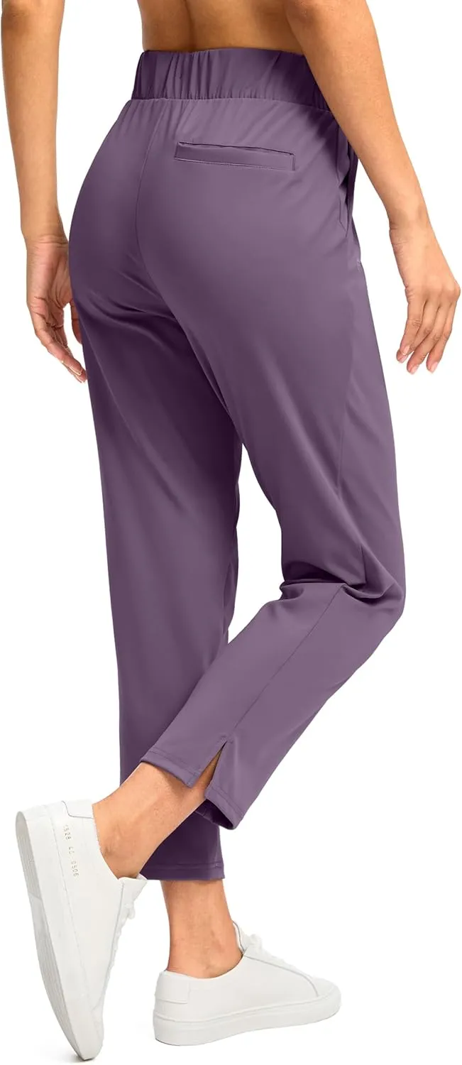 G Gradual Women's Pants Ankle 7/8 Golf Pants 3 Pockets Stretchy Petite Travel Pants Inner Drawstring for Work Business Casual