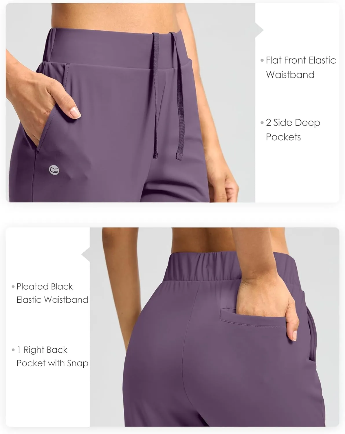 G Gradual Women's Pants Ankle 7/8 Golf Pants 3 Pockets Stretchy Petite Travel Pants Inner Drawstring for Work Business Casual