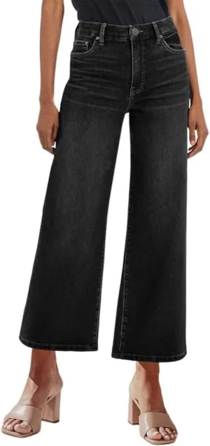 Genleck Women's Wide Leg Jeans – Trendy Cropped Loose Jeans High Waisted Stretchy Capri Denim Pants Baggy Trousers 2024