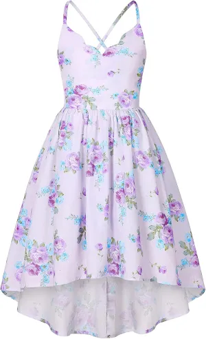 Girls Dress Toddler Girl Floral Print Dress Summer Knee Length Ruffle Halter Sleeveless Kids Casual Beach Tea Party Dresses