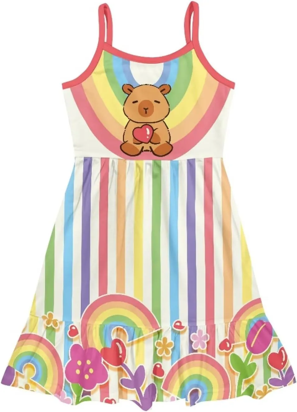 Girls Summer Dress 3-14 Y Kids Casual Spaghetti Strap Tiered Midi Dresses Cute Twirly Skater Party Sundress