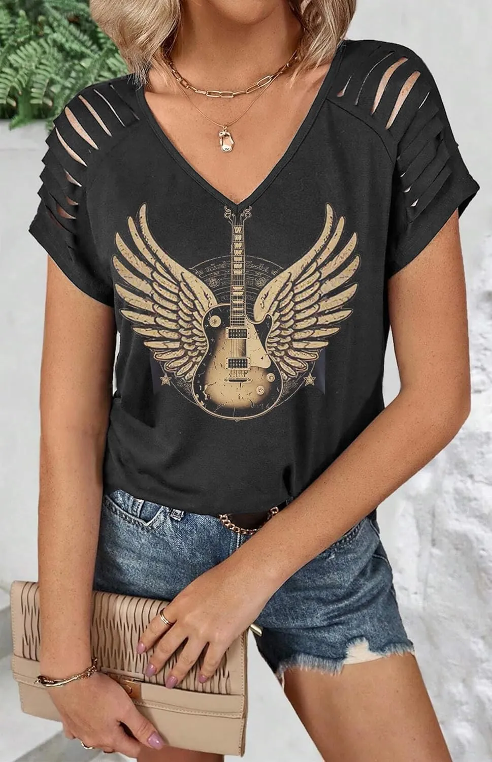 Graphic Tees for Women Vintage Short Sleeve Western Shirts Summer Casual V Neck Country T Shirt Cute Concert Outfits
