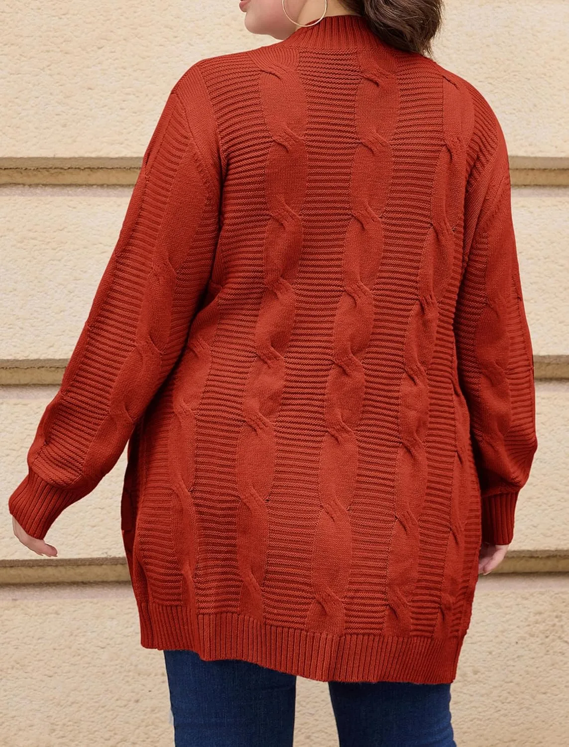 Hanna Nikole Women's Plus Size Oversized Cardigans Sweater Long Sleeve Open Front Knit Chunky Fall 2024 Sweater Outerwear