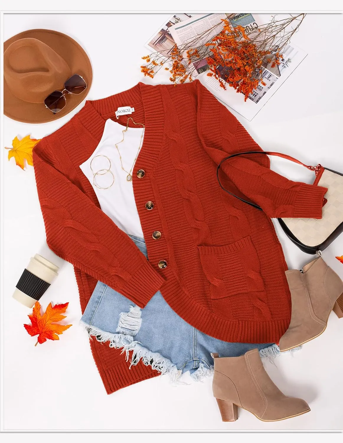 Hanna Nikole Women's Plus Size Oversized Cardigans Sweater Long Sleeve Open Front Knit Chunky Fall 2024 Sweater Outerwear
