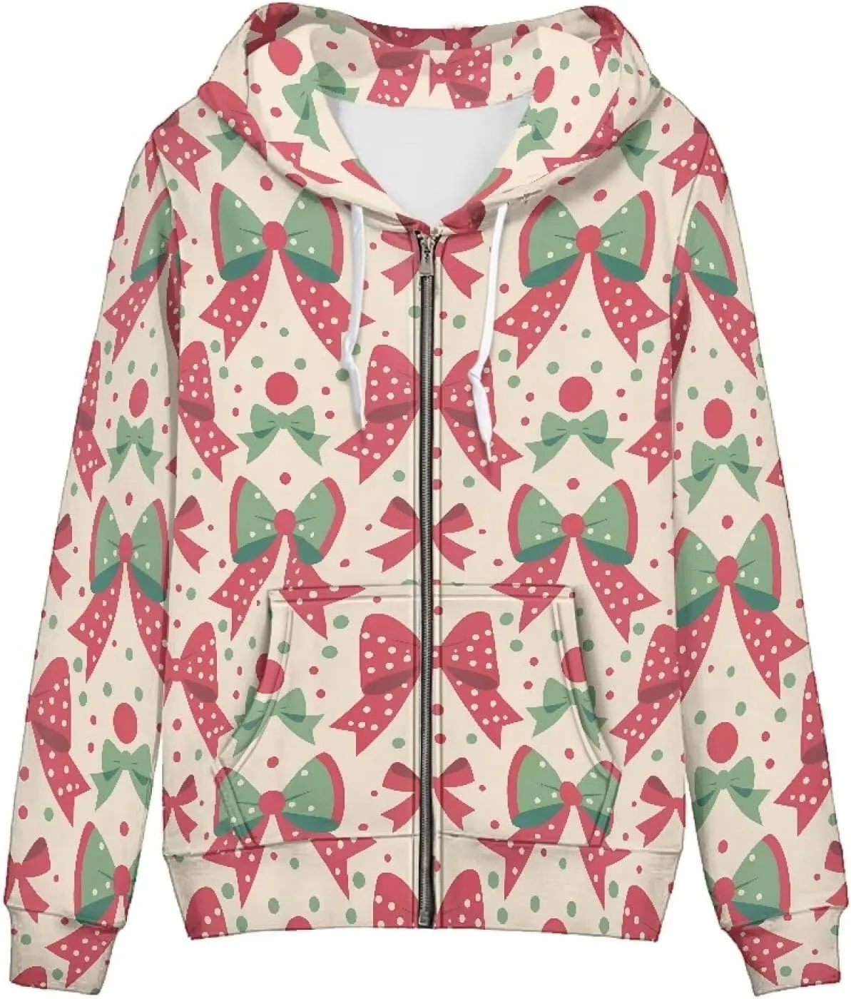 Irisjudy Christmas Bow Hoodies for Women Dancing Skeleton Zip Sweatshirts Casual Hooded Fall Harvest Pumpkin Pullover Tops