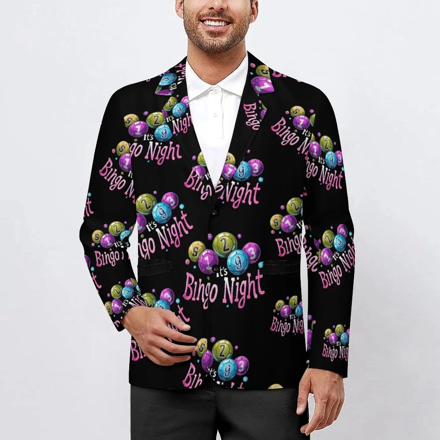 It's Bingo Night Men's Blazers Jacket Slim Fit Business Sport Coat Two Buttons Casual Suit Jacket for Work Party