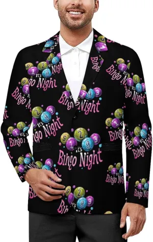 It's Bingo Night Men's Blazers Jacket Slim Fit Business Sport Coat Two Buttons Casual Suit Jacket for Work Party