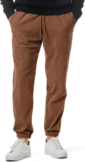 JMIERR Mens Casual Pants Waffle Textured Drawstring Stretch Elastic Waist Tapered Joggers with Pockets