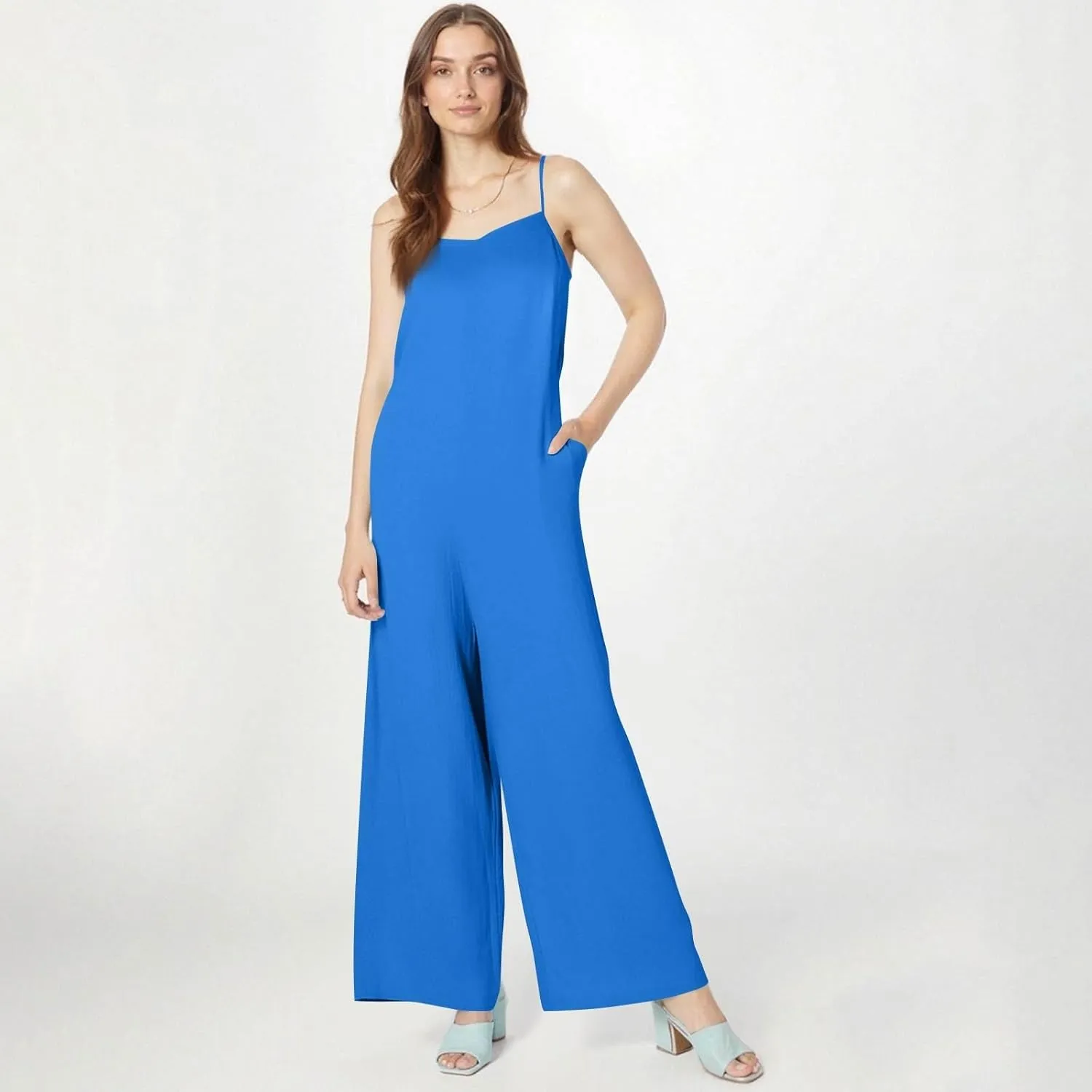 Jumpsuits for Women 2025 Casual Summer Overalls Sleeveless Strap Wide Leg Romper Trendy Beach Vacation Jumpers