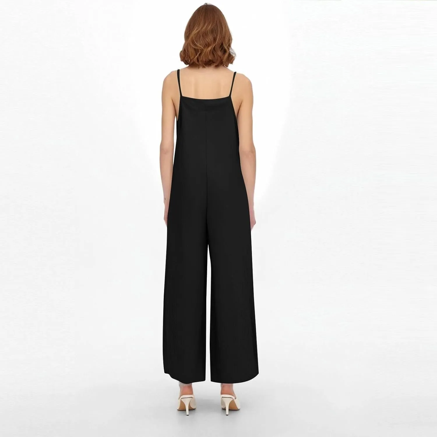 Jumpsuits for Women 2025 Casual Summer Overalls Sleeveless Strap Wide Leg Romper Trendy Beach Vacation Jumpers