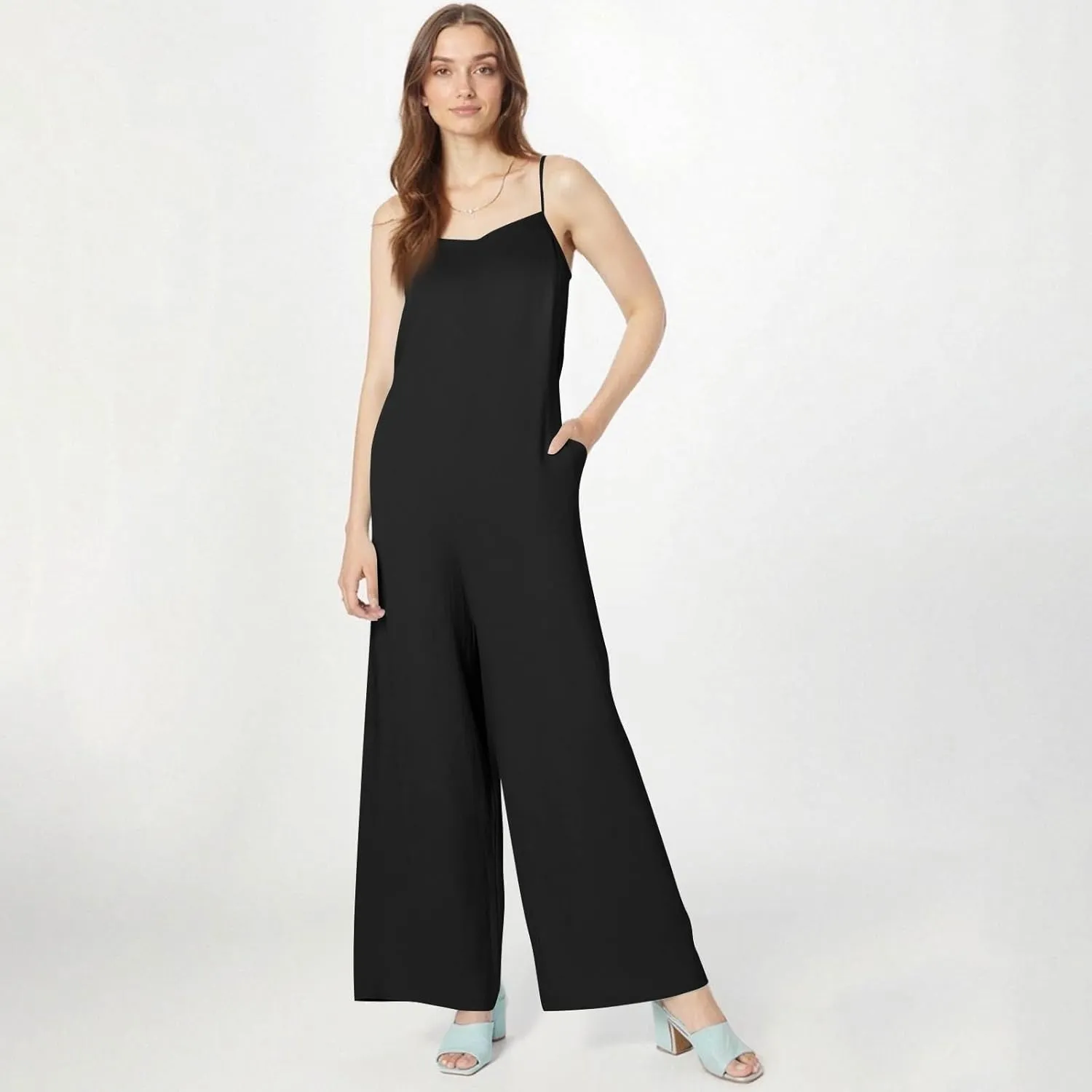 Jumpsuits for Women 2025 Casual Summer Overalls Sleeveless Strap Wide Leg Romper Trendy Beach Vacation Jumpers
