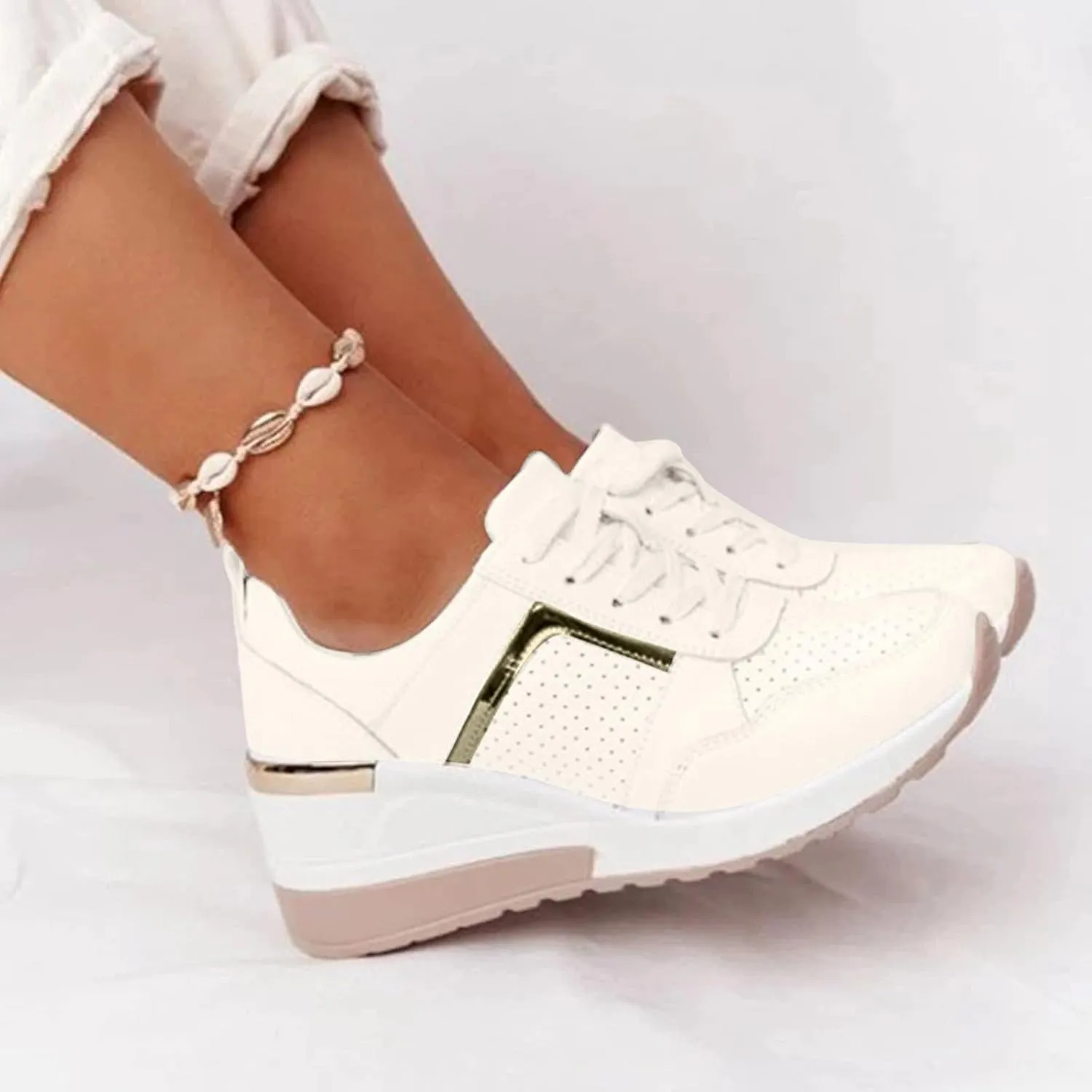 Kamendita Women's Walking Shoes,Women Lace-up Wedge Slip-Ons Canvas Shoes Loafers Shoes Casual Athletic Running Sneakers