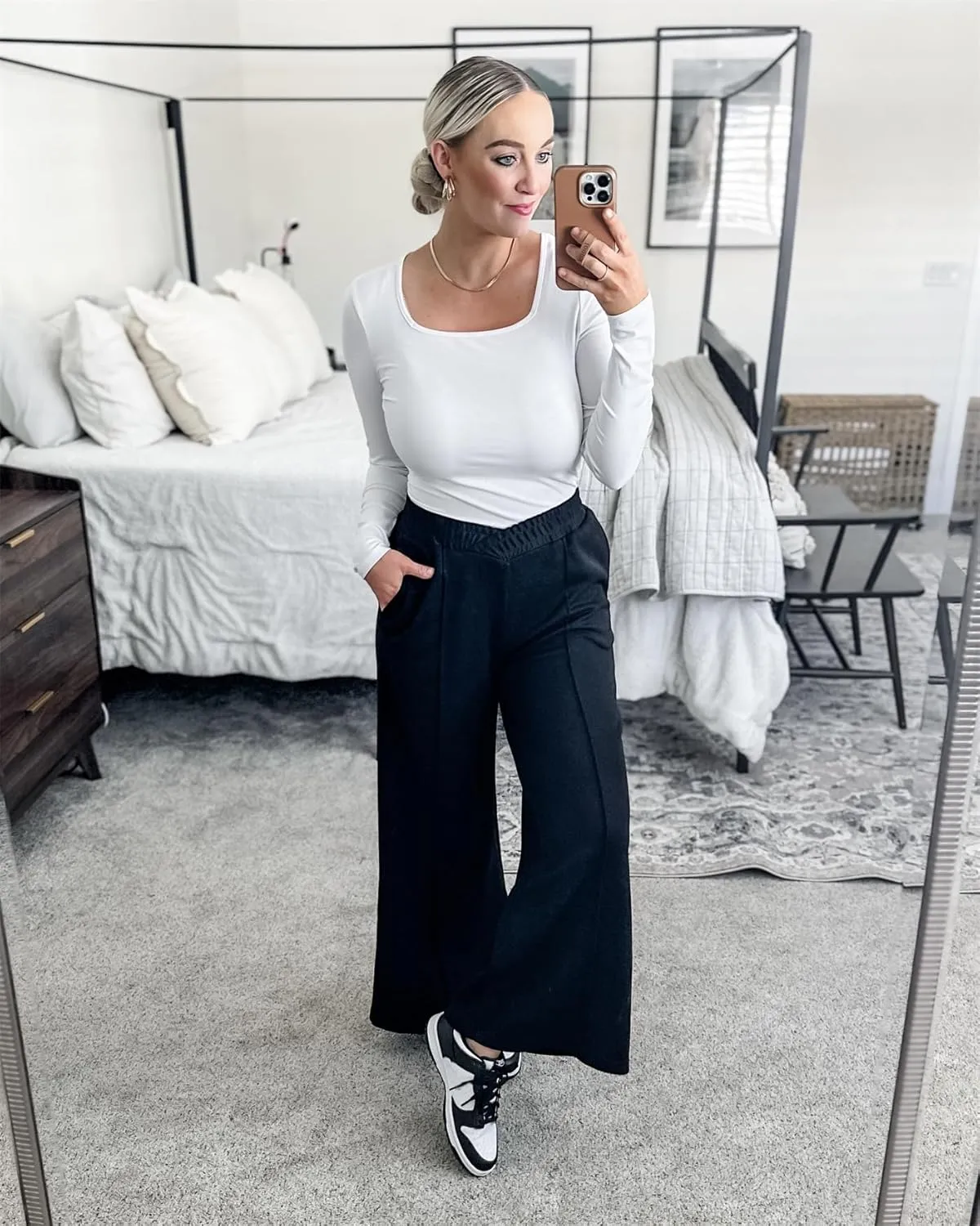 Kedera Womens High Waisted Wide Leg Sweatpants Casual Solid Color Asymmetrical Long Pants Trousers