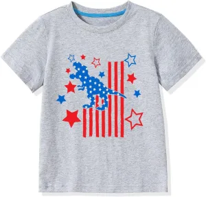 Kid 4th of July T-Shirts Boys Girls American Flag Shirt Patriotic Top Short Sleeve Tees 4-12 Years