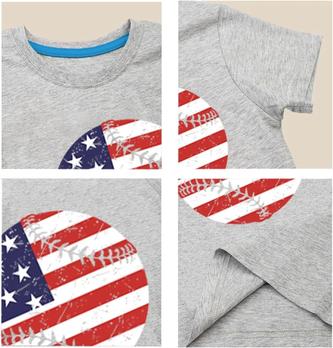 Kid 4th of July T-Shirts Boys Girls American Flag Shirt Patriotic Top Short Sleeve Tees 4-12 Years
