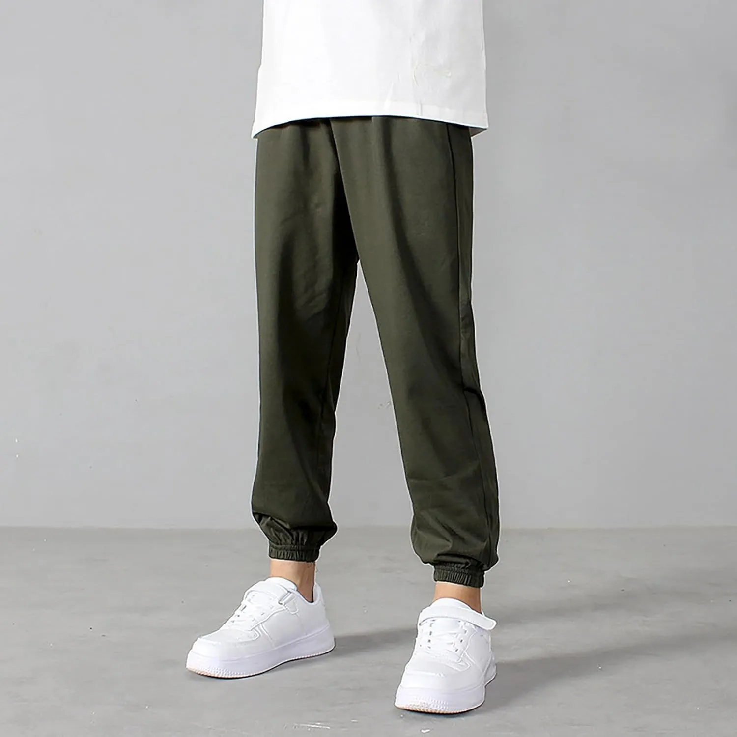 Kids Lightweight Sweatpants Elastic Cotton Sport Jogger Pants for Boys Girls Casual Solid Plain Soft Athletic Pants