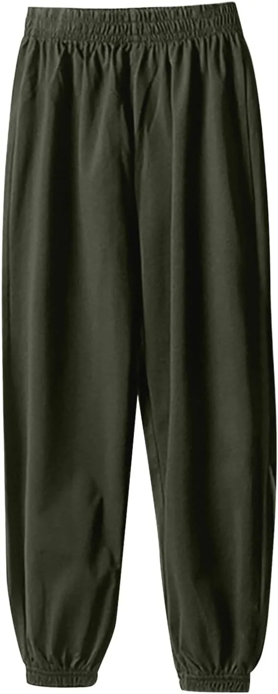 Kids Lightweight Sweatpants Elastic Cotton Sport Jogger Pants for Boys Girls Casual Solid Plain Soft Athletic Pants