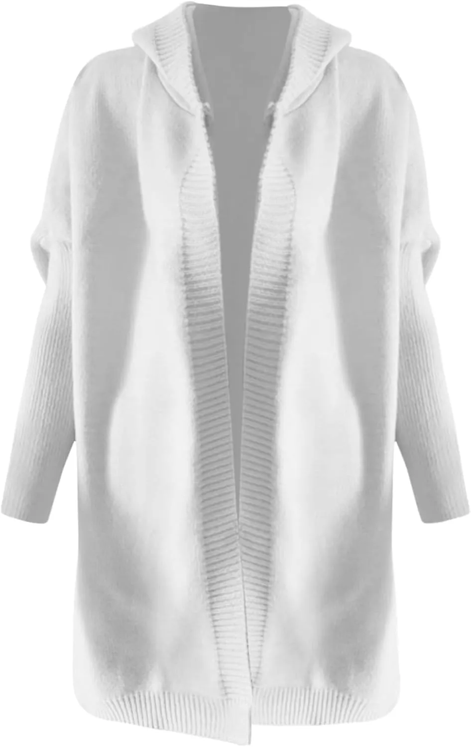 Knitted Hooded Sweater for Womens Casual Open Front Cardigan Winter Sweater Batwing Sleeve Long Sweater Coats