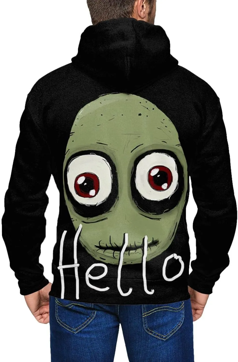 Koury Anime Salad Fingers Mens Hoodie Fashion Full Zip Hooded Long Sleeve Sweatshirt