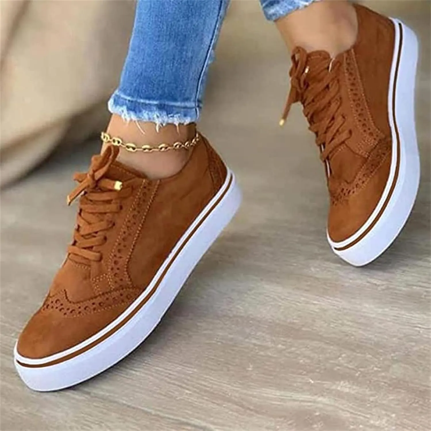 Ladmiple Sneakers For Women Slip On Wide Width Lace Up Fashion Dressy Casual Summer Canvas Walking Shoes Flats Loafers