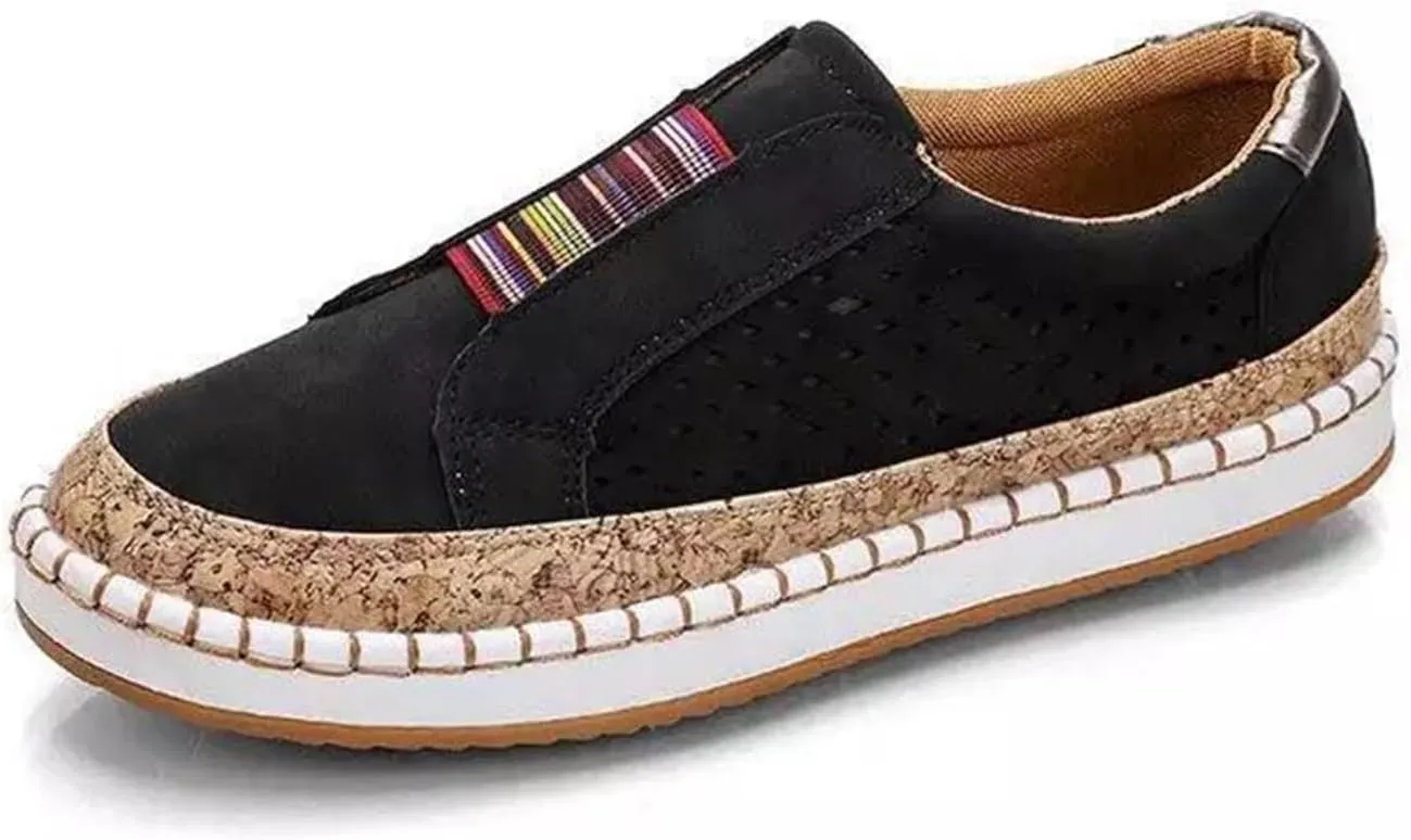 Ladmiple Womens Shoes Dressy Casual Comfortable Orthopedic Slip On Canvas Shoes Platform Walking Sneakers Flats Loafers